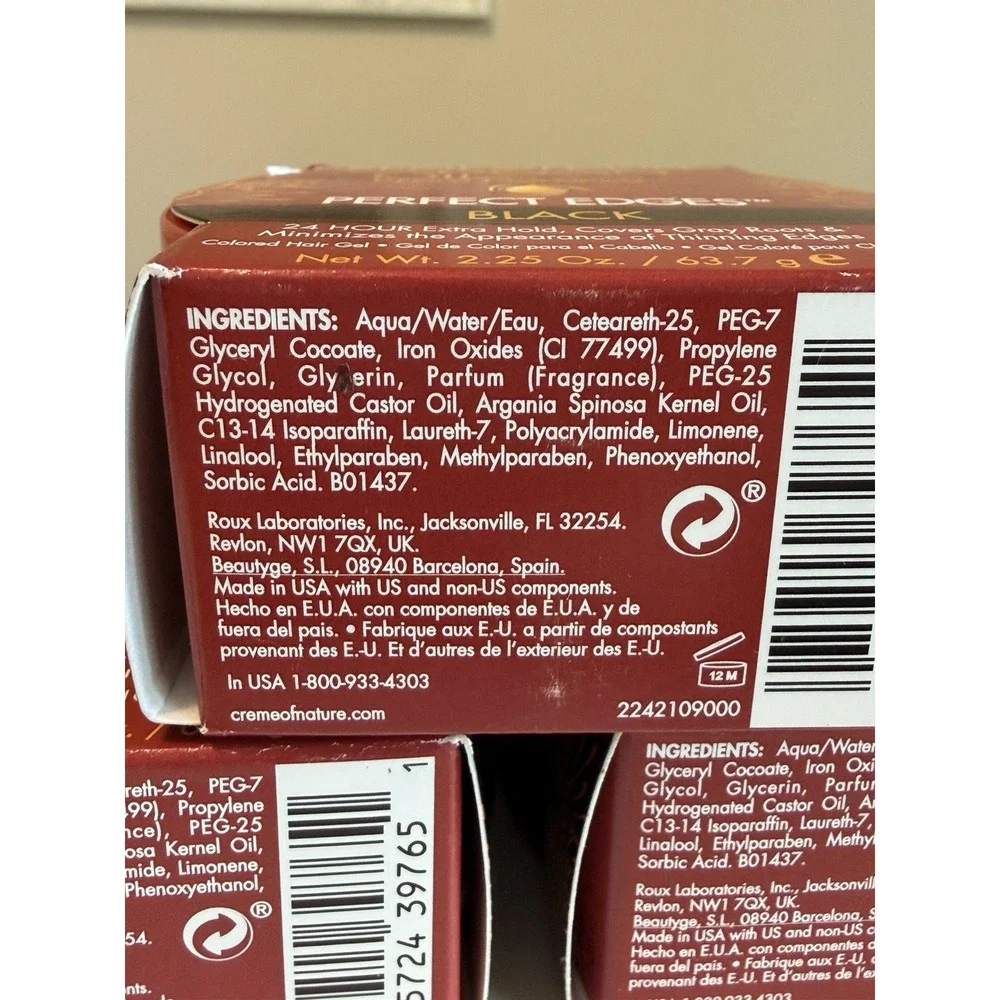 Creme Of Nature Argan Oil Perfect Edges Black Hair Gel 2.25 ounce each (3 Pack)